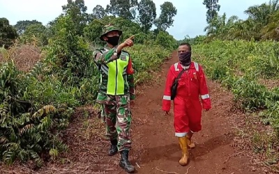 Babinsa Sei Apit Patroli Karhutla bersama MPA di Bunsur 